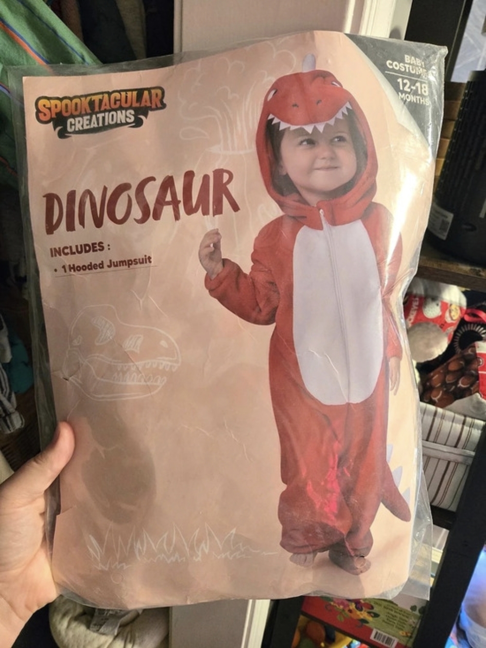 NWT Spooktacular Creations Baby Dinosaur Costume Red & White Baby 12-18 Months